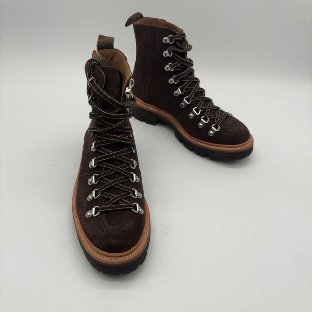 Grenson Brown Suede Leather Lace Up Nanette Hiker Boots